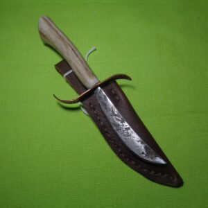 Mini Cowboy Bowie | Forged Square Nail & Cowhide Sheath